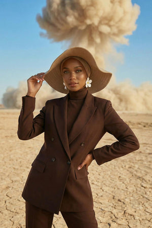 Jersey Bonnet Turban with Wide-Brim Sun Hat