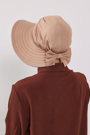 Jersey Bonnet Turban with Wide-Brim Sun Hat