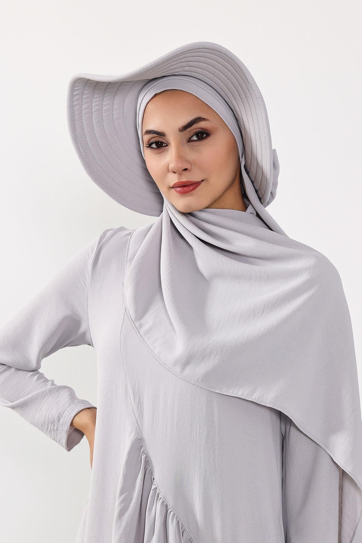 Capped Instant Turban Hijab with Removable Back Bow