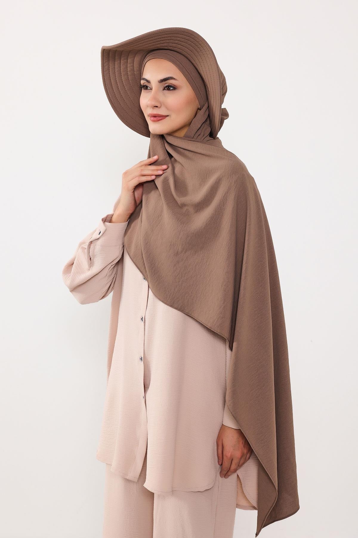 Capped Instant Turban Hijab with Removable Back Bow