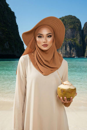 Capped Instant Turban Hijab with Removable Back Bow