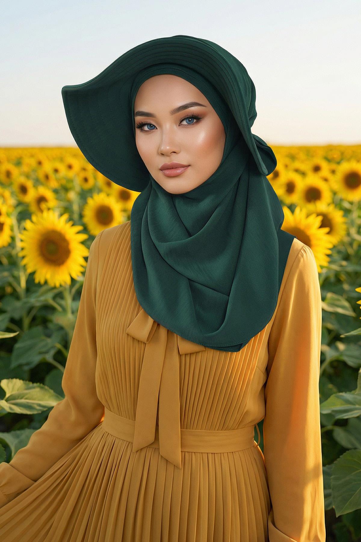 Capped Instant Turban Hijab with Removable Back Bow