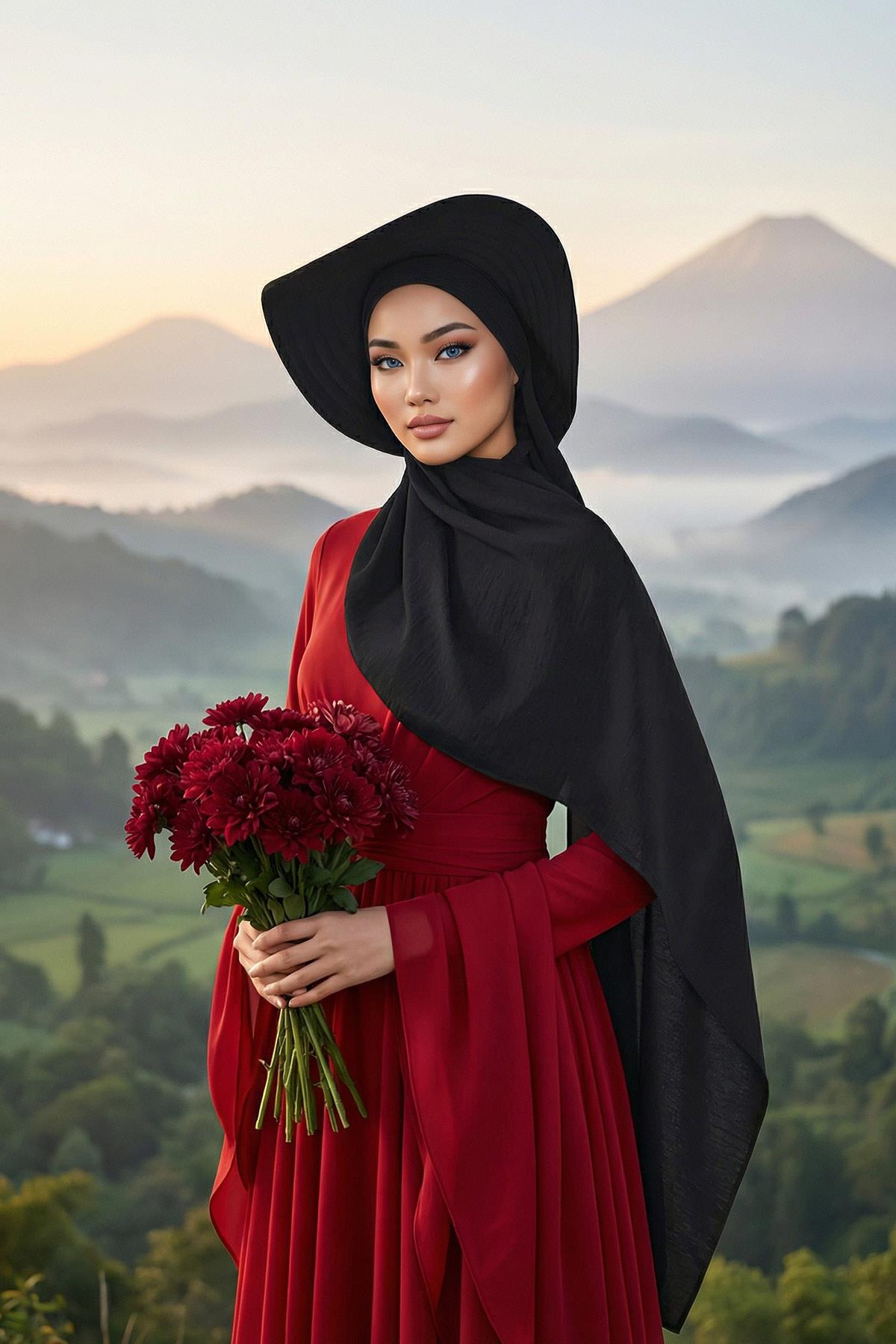 Capped Instant Turban Hijab with Removable Back Bow