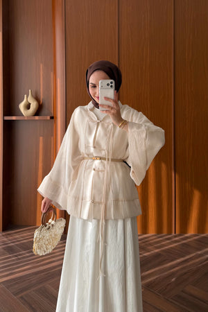 Chinese-Style Tie-Front Blouse with Wide Sleeves — TAŞ