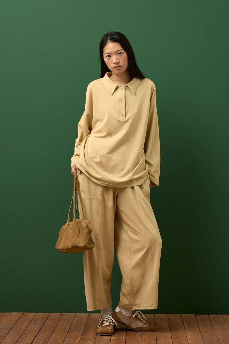  (PT001) طقم مريح بقماش سوبريم - بياقة بولو