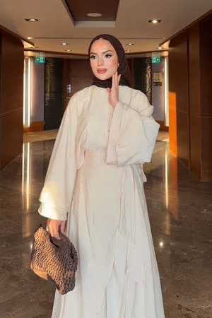 Flowing Tencel Tunic & Wide-Leg Trousers Set — Ekru