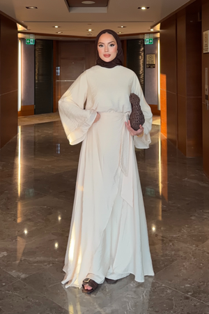 Flowing Tencel Tunic & Wide-Leg Trousers Set — Ekru