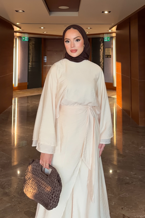 Flowing Tencel Tunic & Wide-Leg Trousers Set — Ekru
