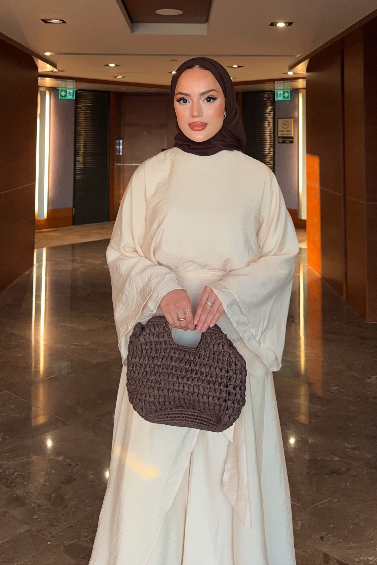 Flowing Tencel Tunic & Wide-Leg Trousers Set — Ekru