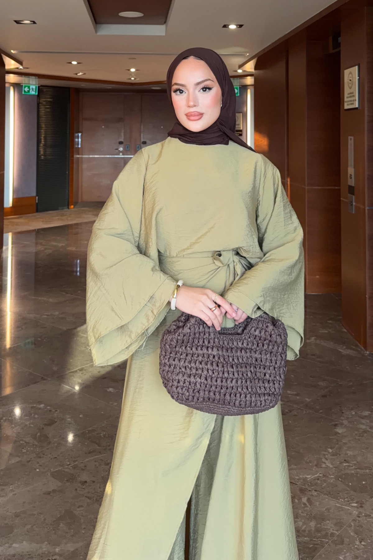 Flowing Tencel Tunic & Wide-Leg Trousers Set — Yag Yesili