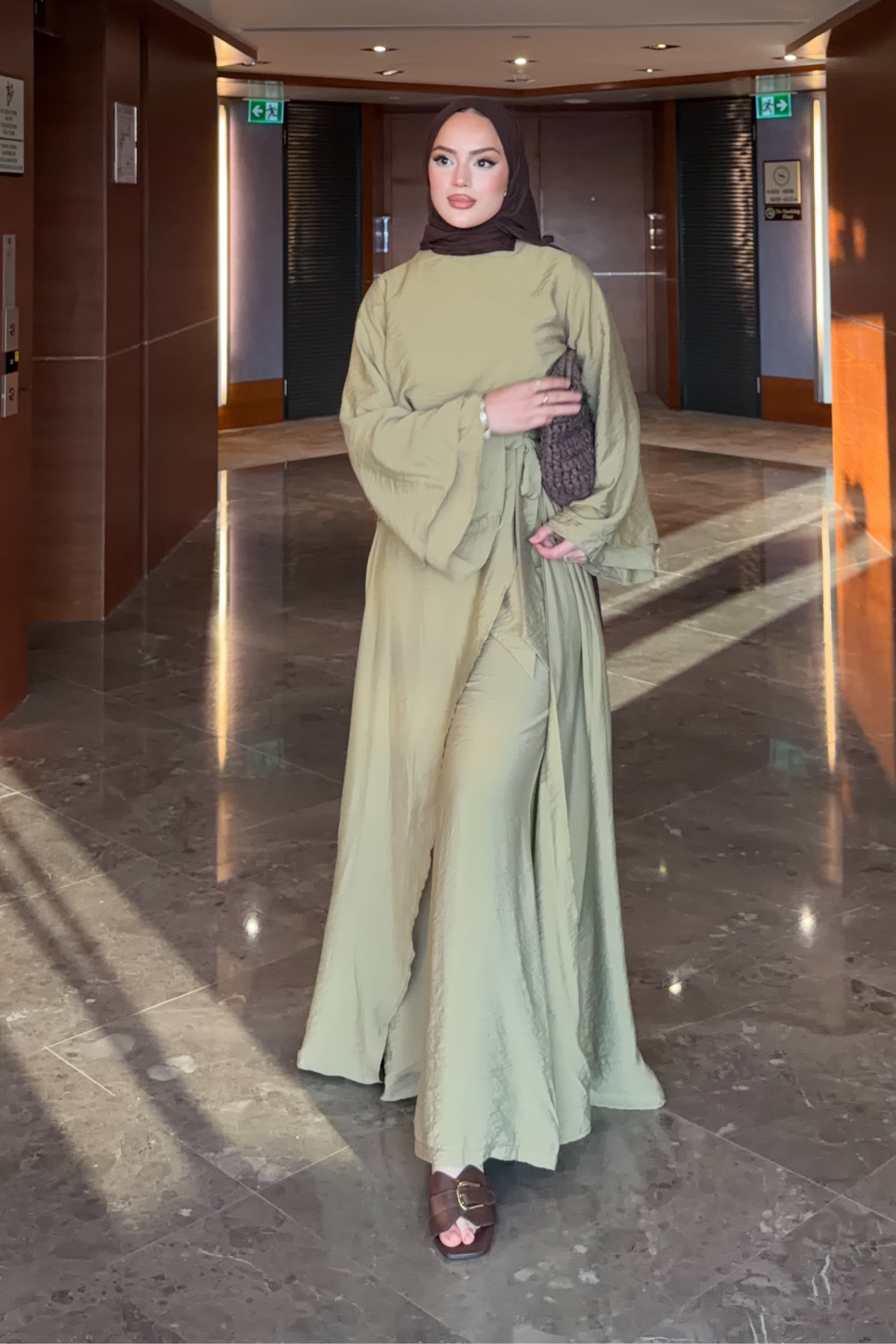 Flowing Tencel Tunic & Wide-Leg Trousers Set — Yag Yesili