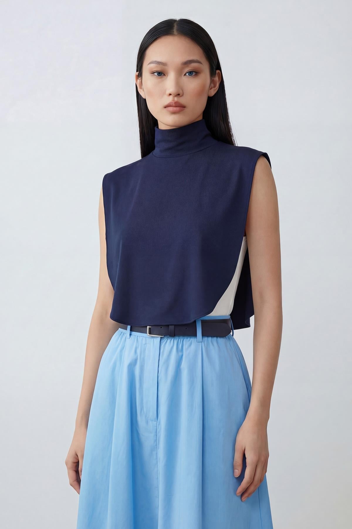 Soft Cotton-Blend High-Neck Sleeveless Modesty Top