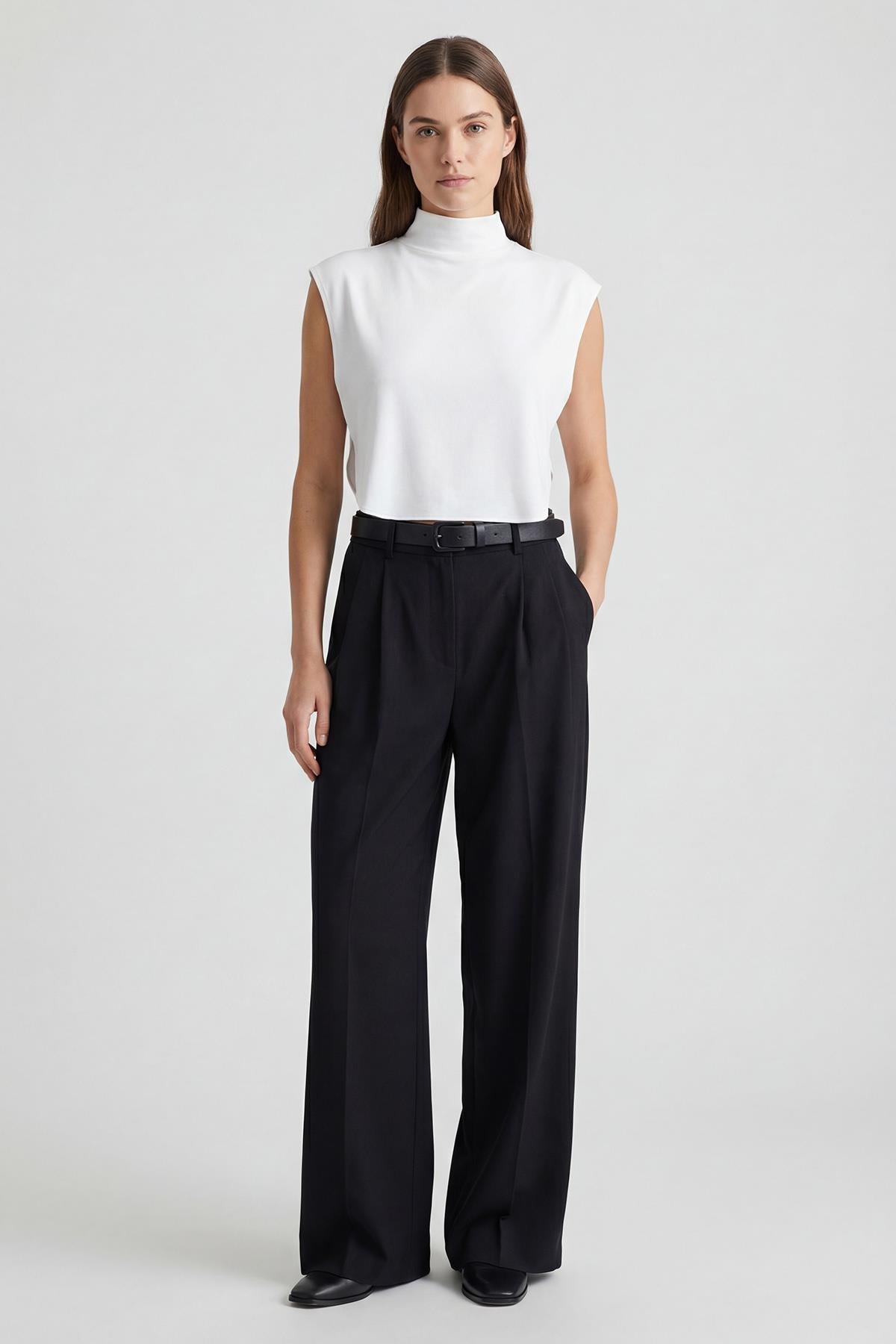 Soft Cotton-Blend High-Neck Sleeveless Modesty Top