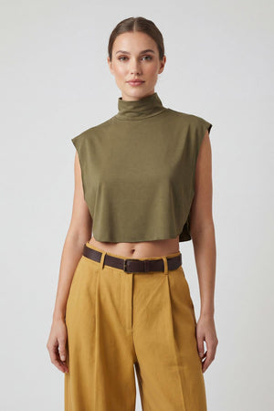 Soft Cotton-Blend High-Neck Sleeveless Modesty Top