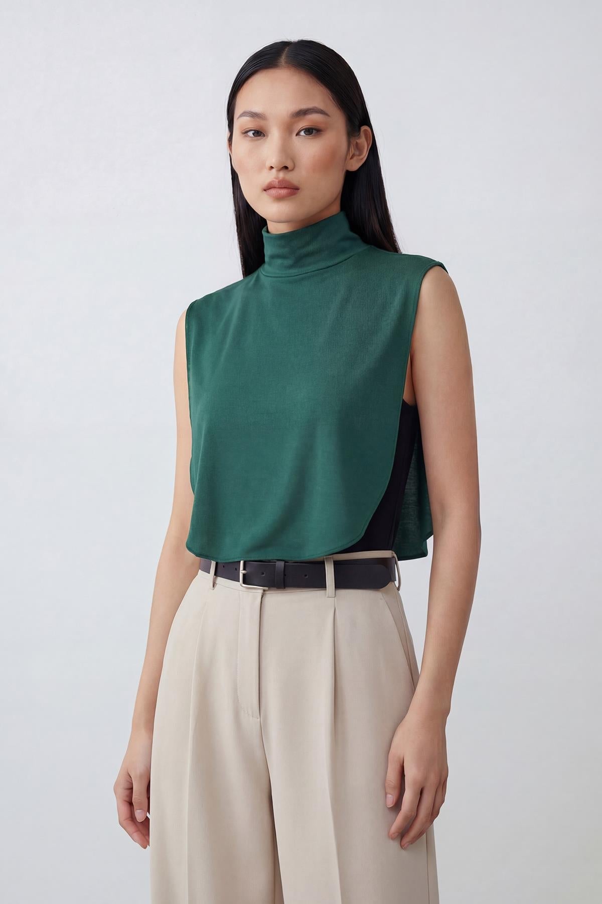 Soft Cotton-Blend High-Neck Sleeveless Modesty Top