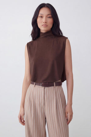 Soft Cotton-Blend High-Neck Sleeveless Modesty Top