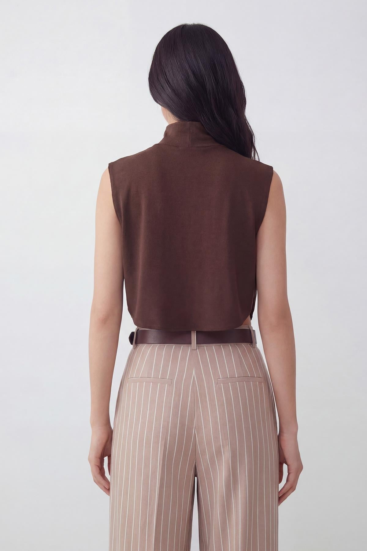 Soft Cotton-Blend High-Neck Sleeveless Modesty Top
