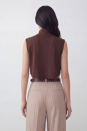 Soft Cotton-Blend High-Neck Sleeveless Modesty Top