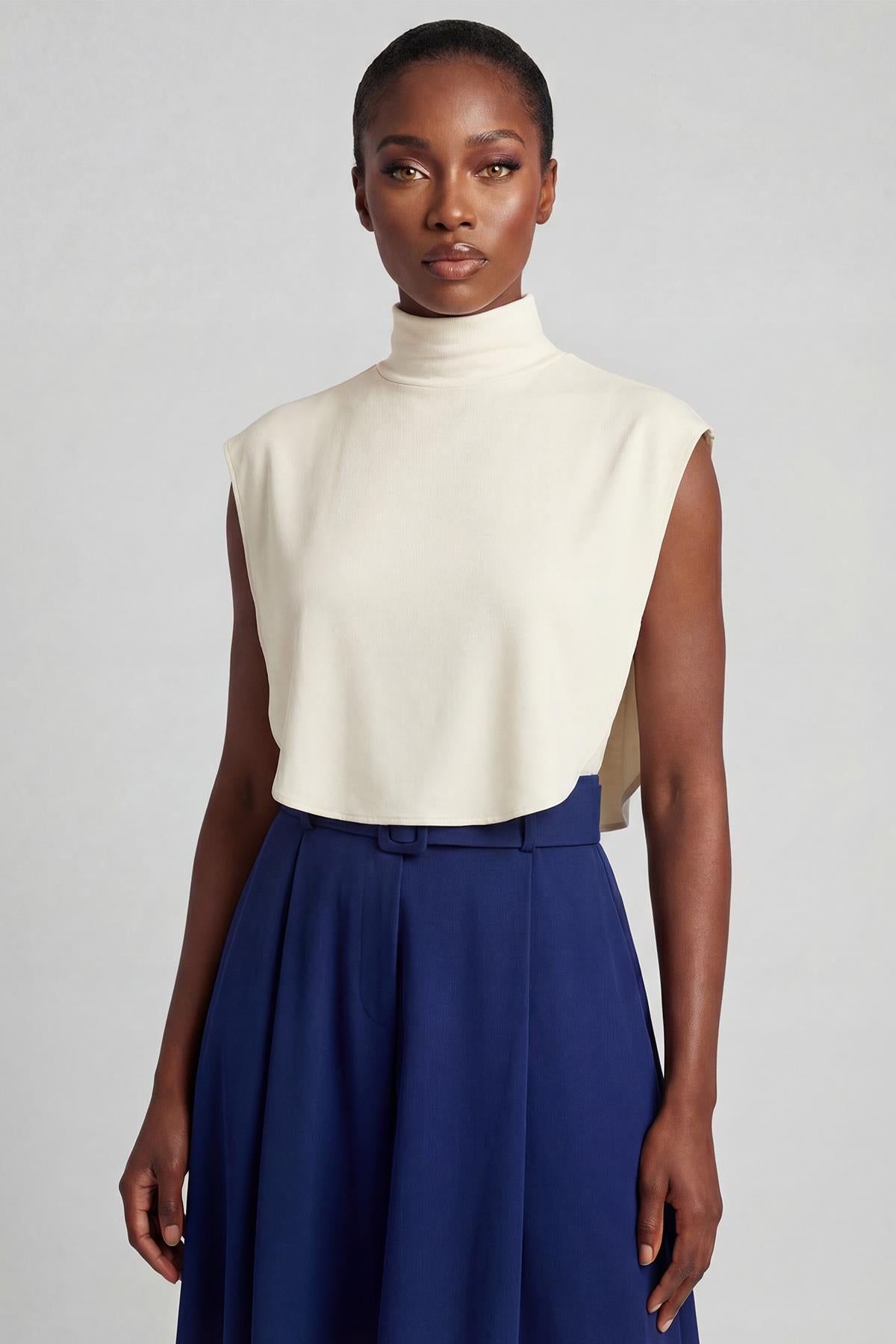 Soft Cotton-Blend High-Neck Sleeveless Modesty Top