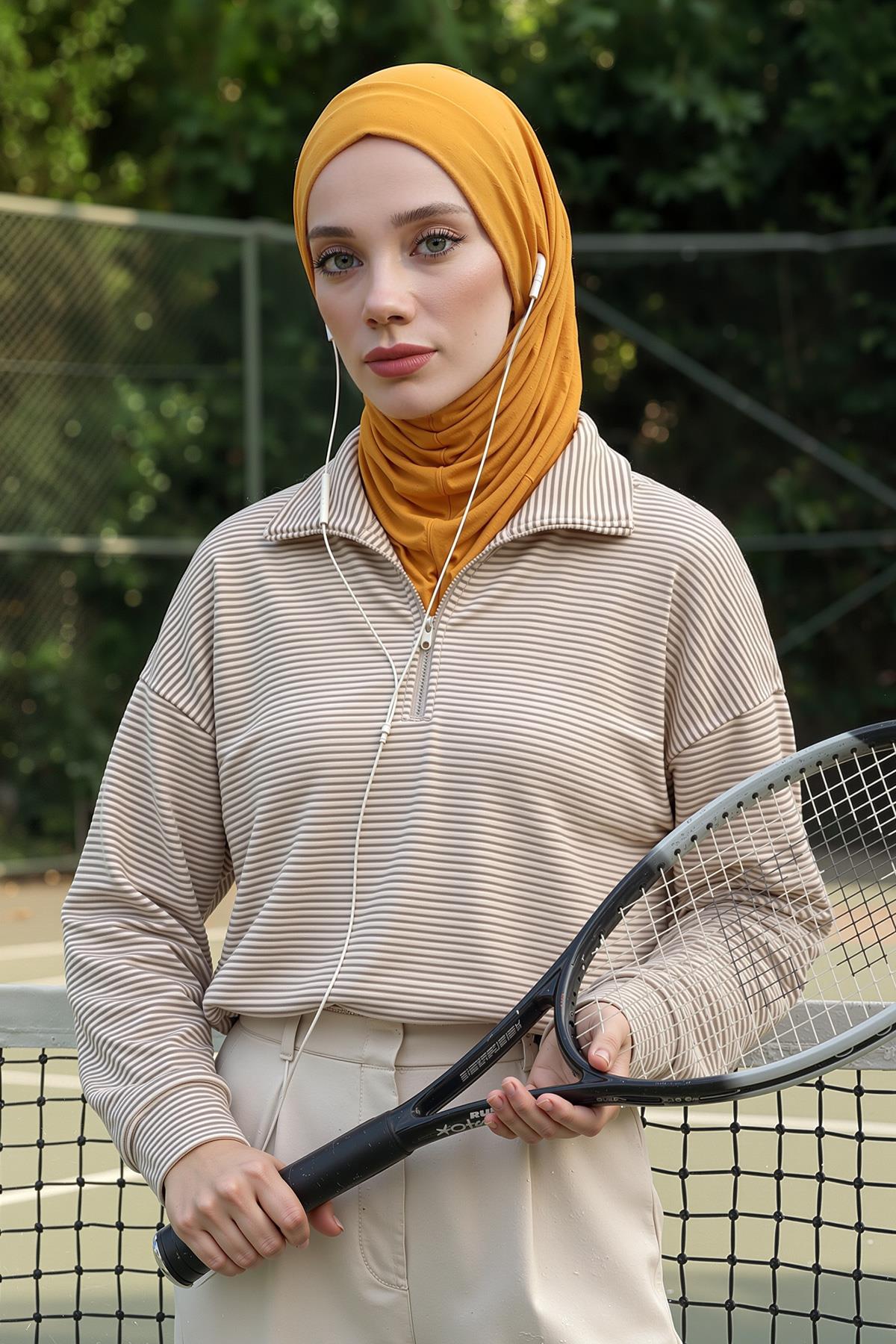 Jersey Bonnet with Neck Coverage and Earphone Opening