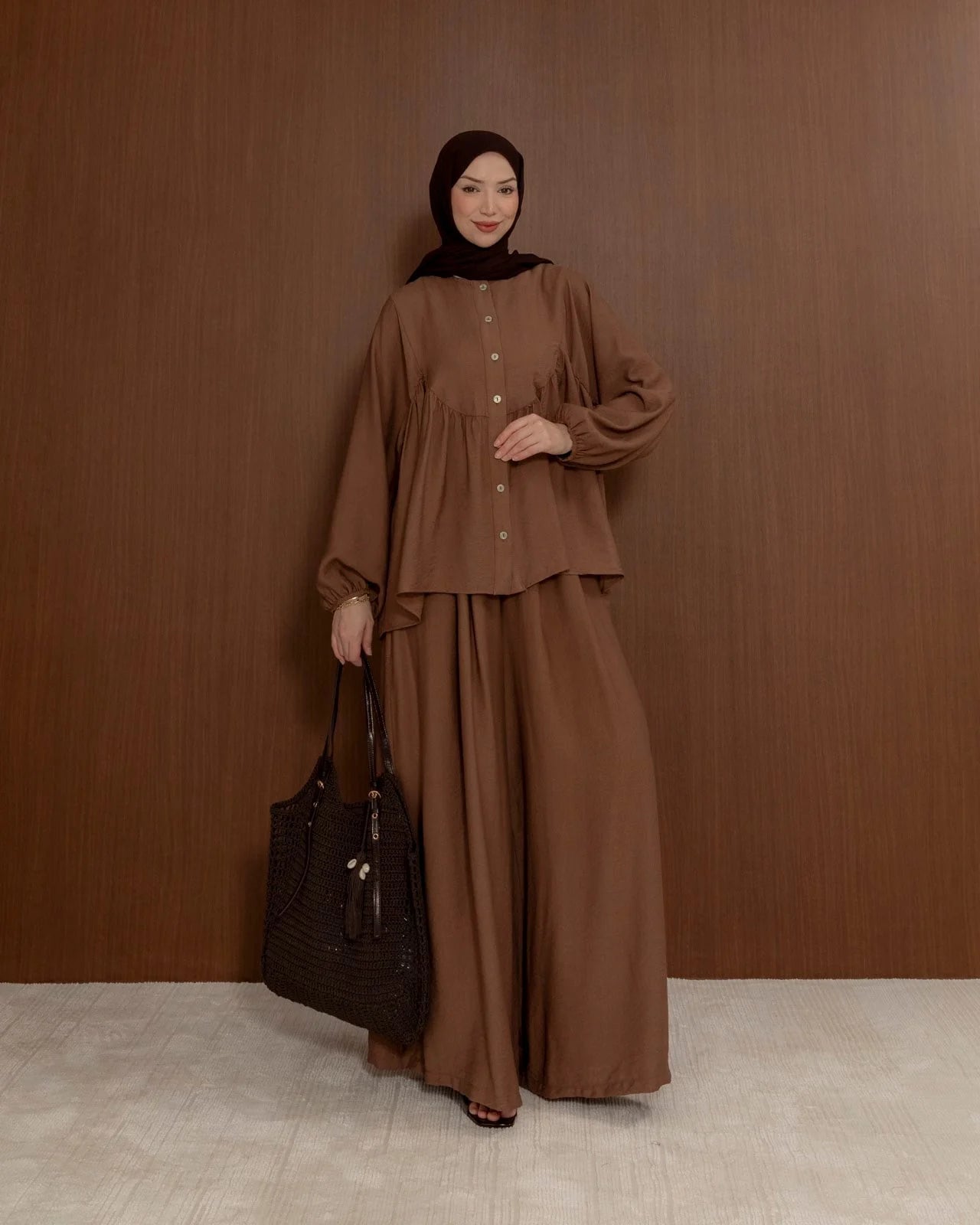 Button-Detail Cotton Trouser Set