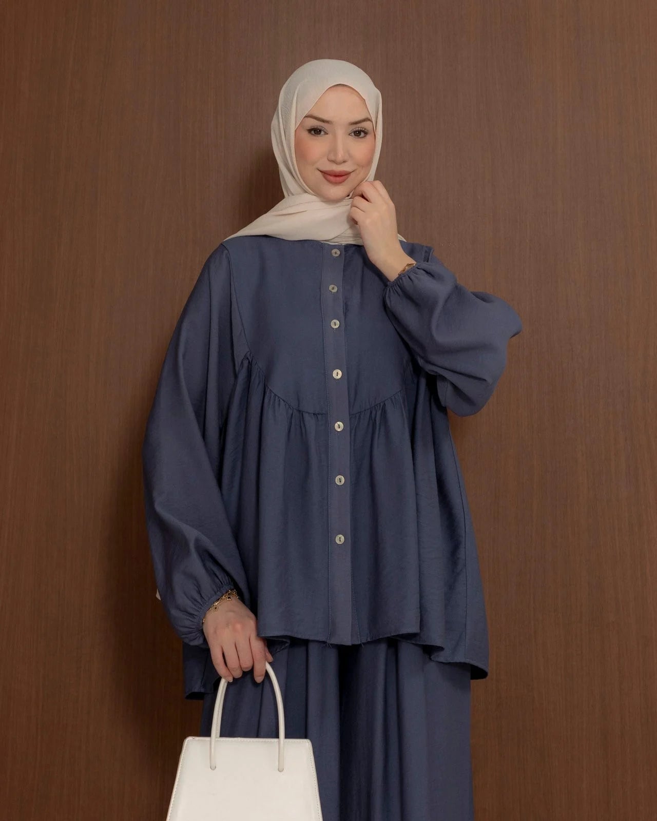 Button-Detail Cotton Trouser Set