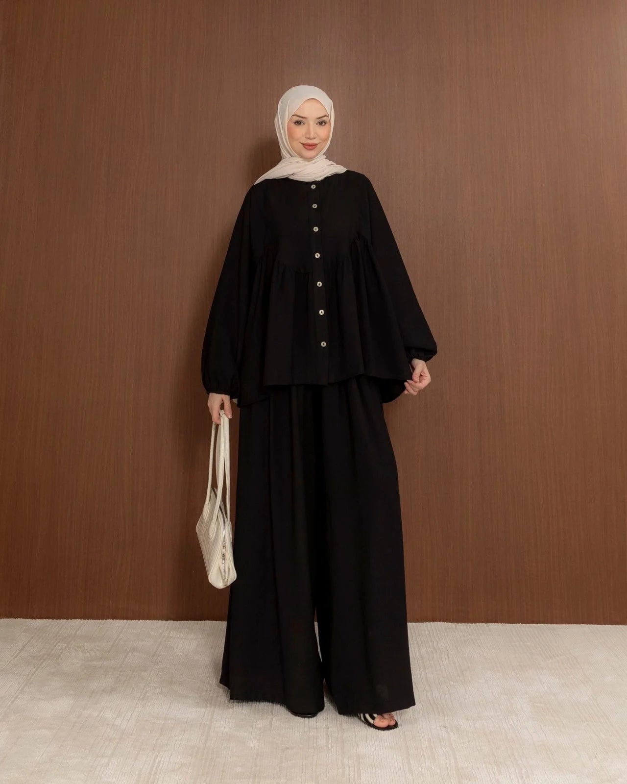 Button-Detail Cotton Trouser Set