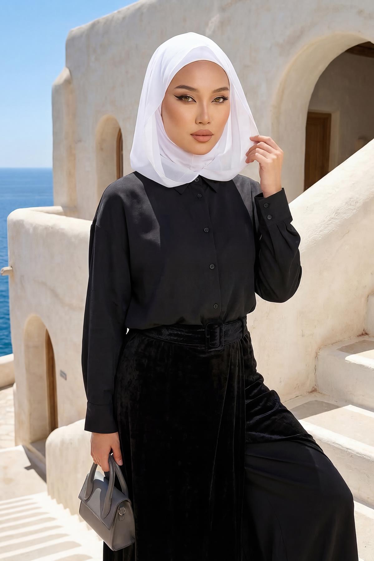 Chiffon Hooded Jersey Underscarf with Neck Coverage