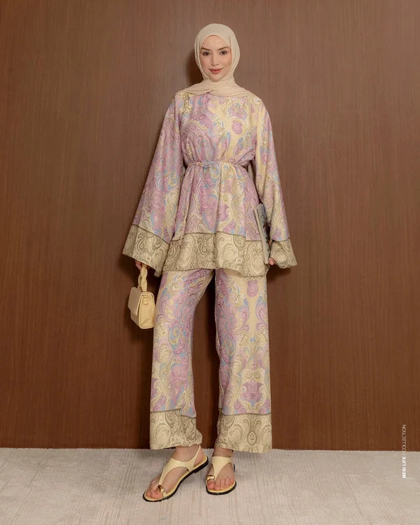 Satin Print Two-Piece Set
