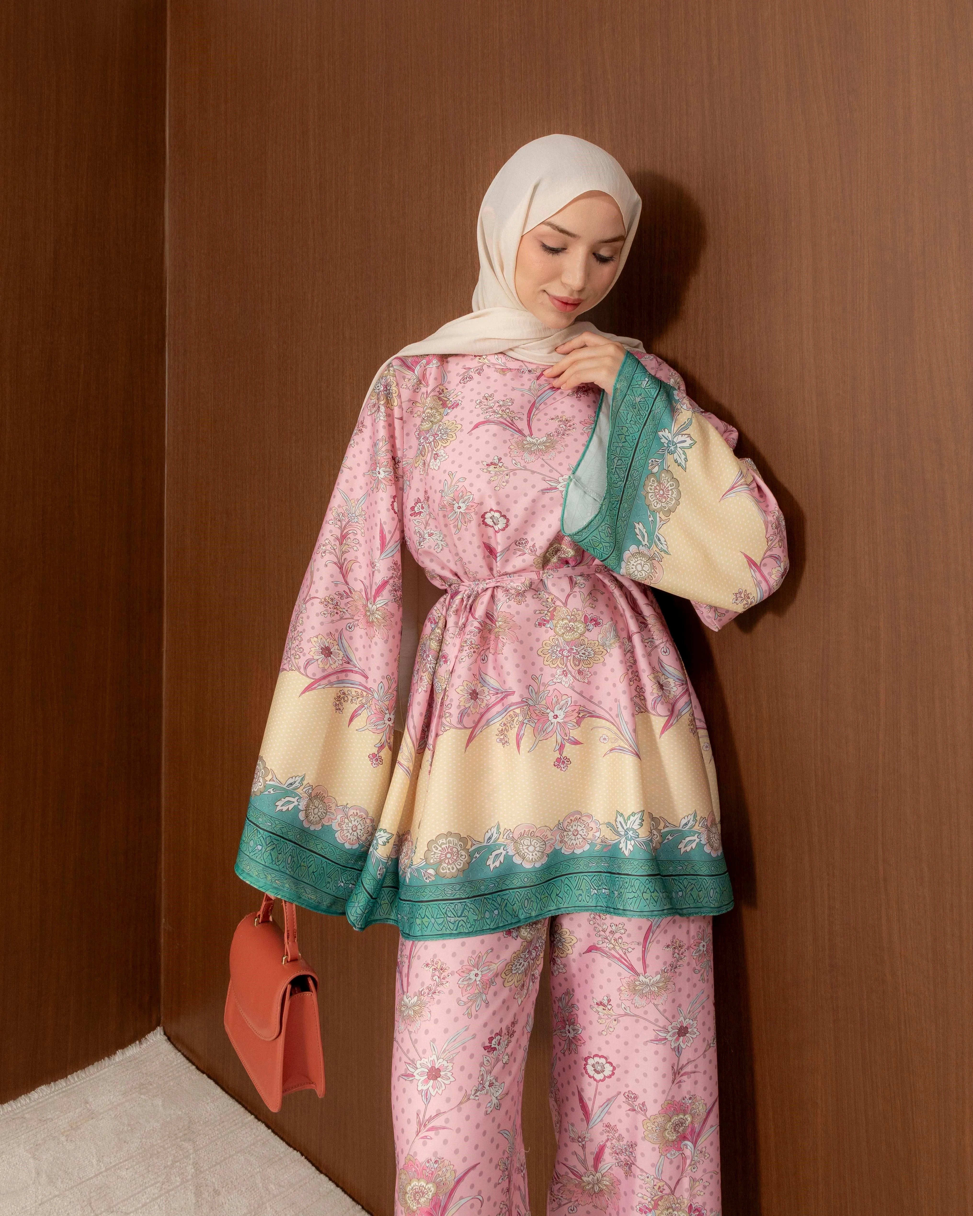 Satin Print Two-Piece Set