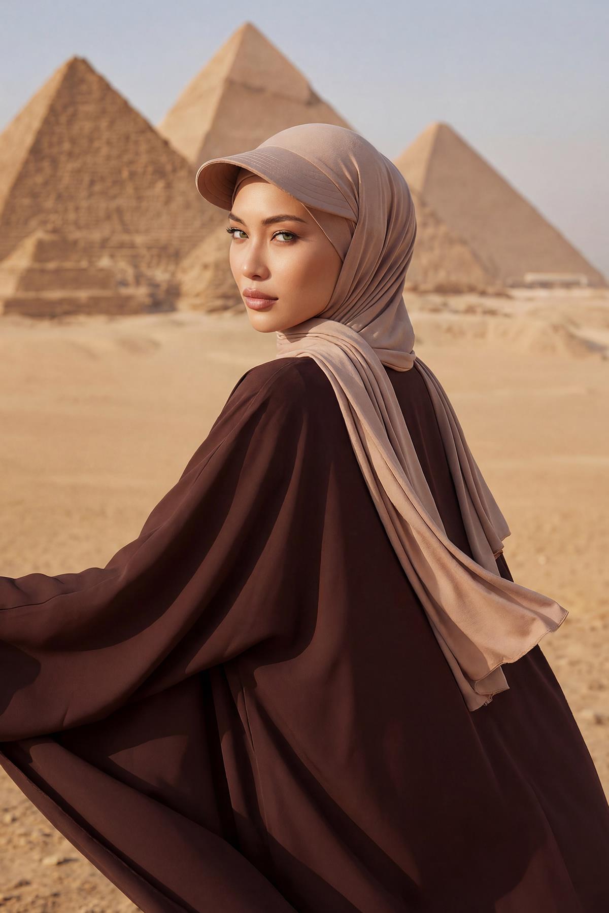 Jersey Visor Hooded Shawl (Jersey Scarf with Built-in Visor)