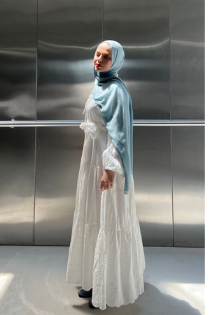 White Eyelet Tiered Maxi Dress with Puff Sleeves