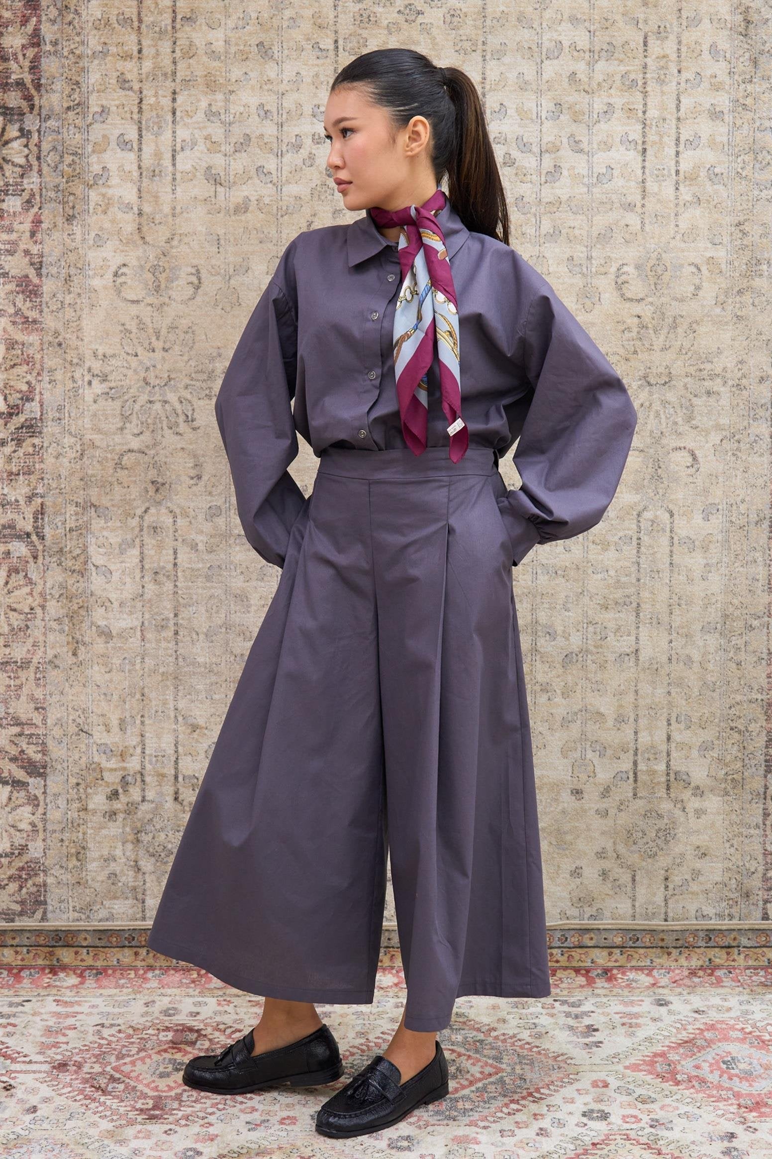  (PT002)طقم قميص وبنطال بوبلين كحلي – 100% قطن