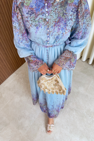 Long Sleeve Patterned Maxi Dress with Belt — Mavi