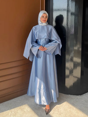 Flowing Maxi Dress with Cape Overlay — Mavi