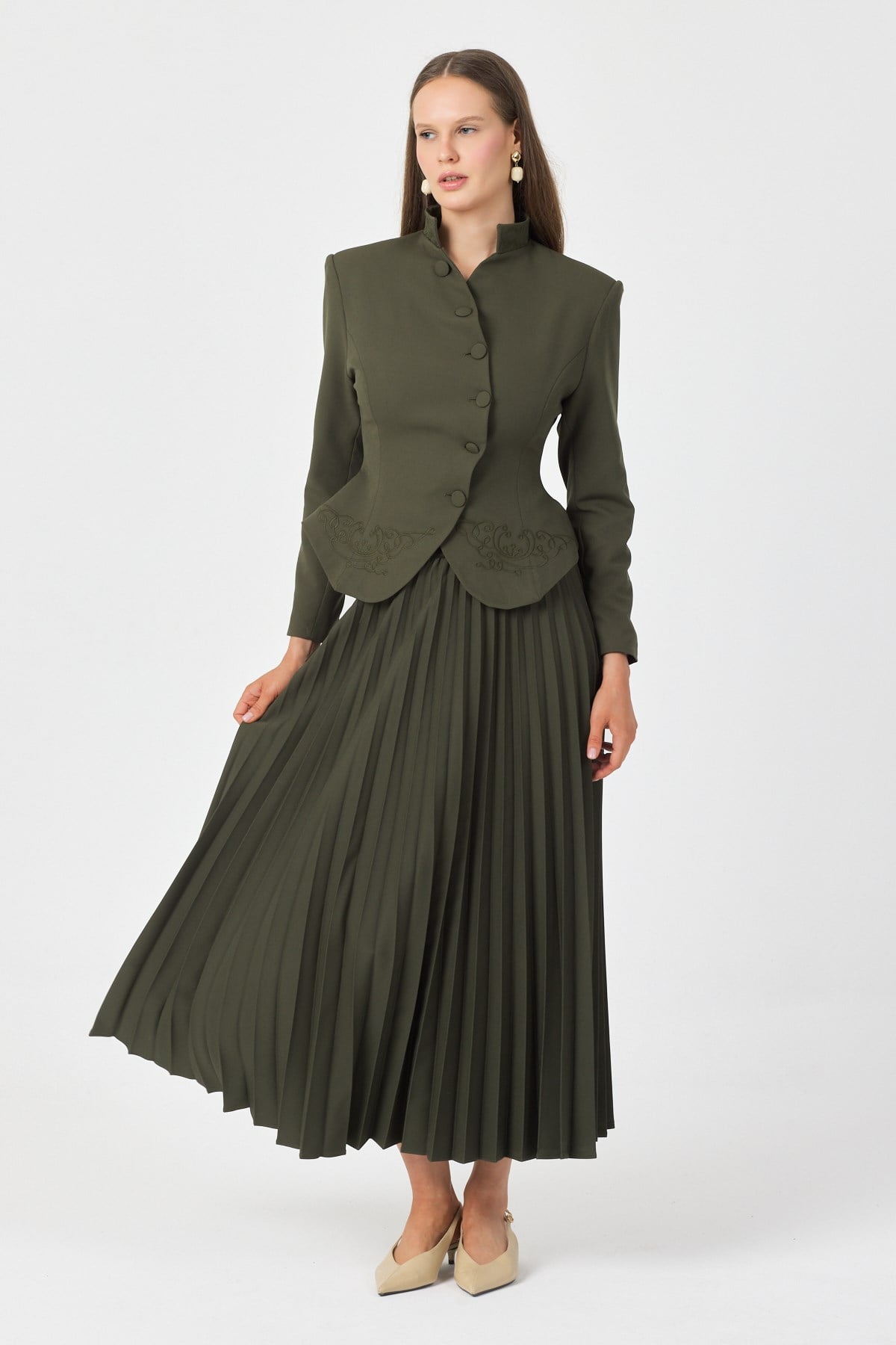 Embroidered Skirt Suit