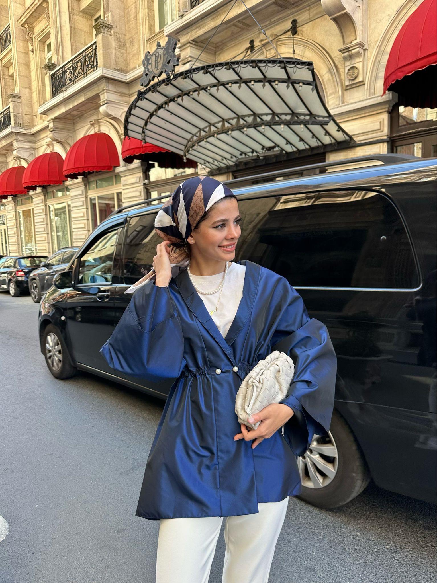 Lara Elegant Sax  Taffeta Jacket