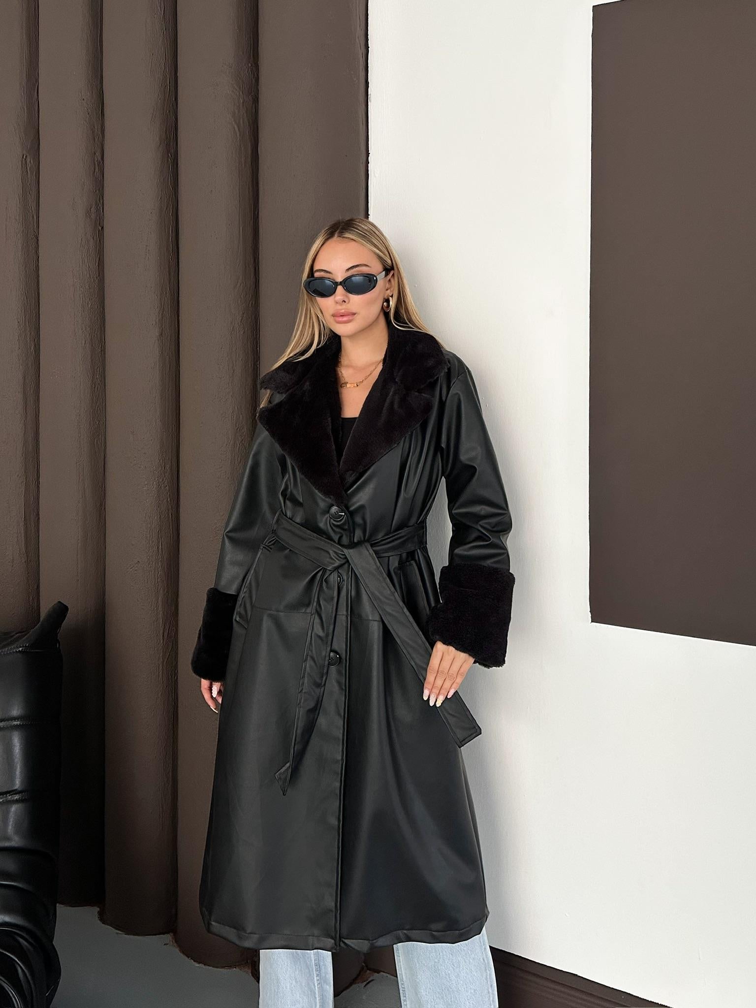 Long Leather Coat JK008