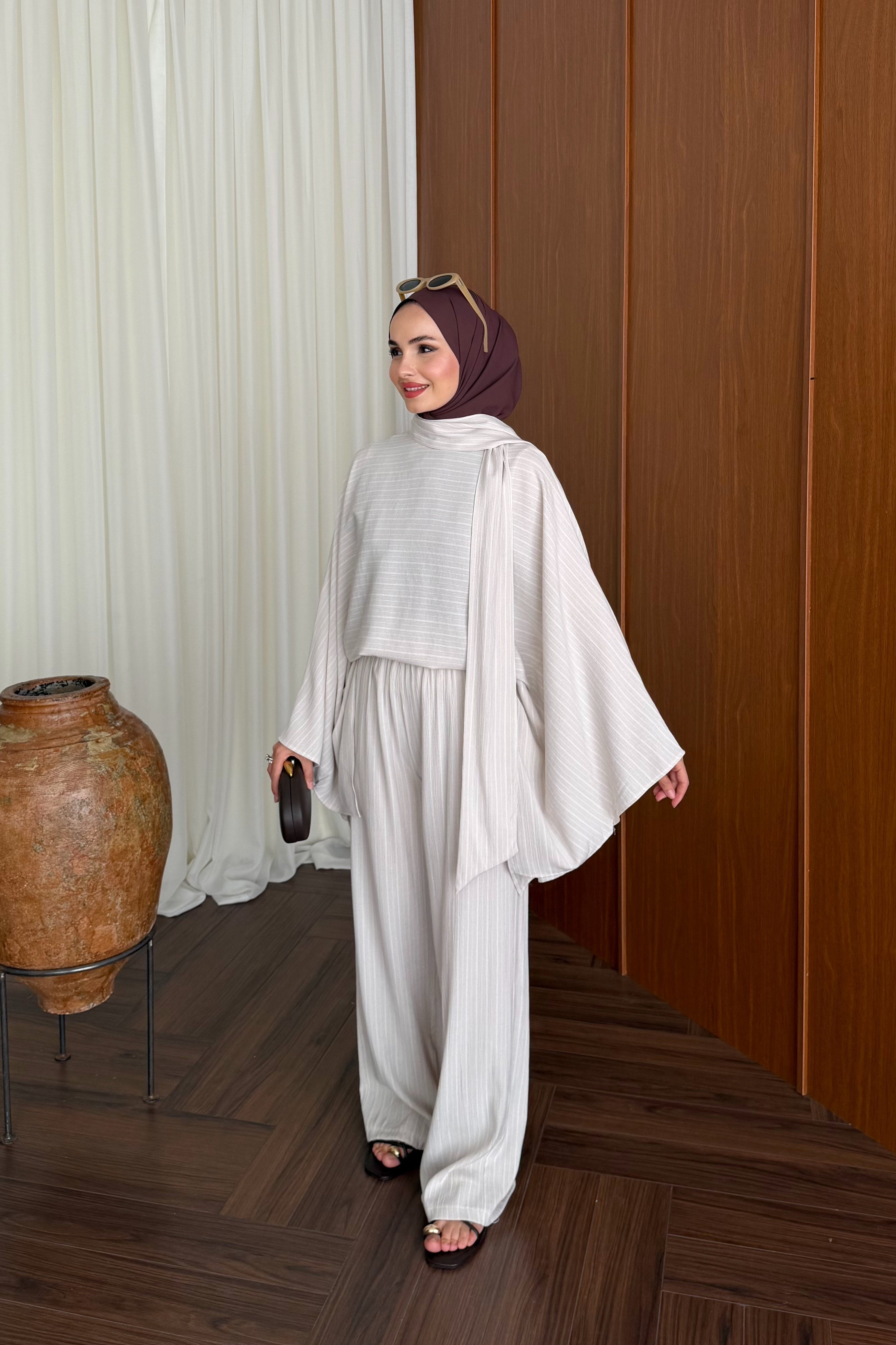 Relaxed Striped Top & Wide-Leg Trousers Set — TAŞ