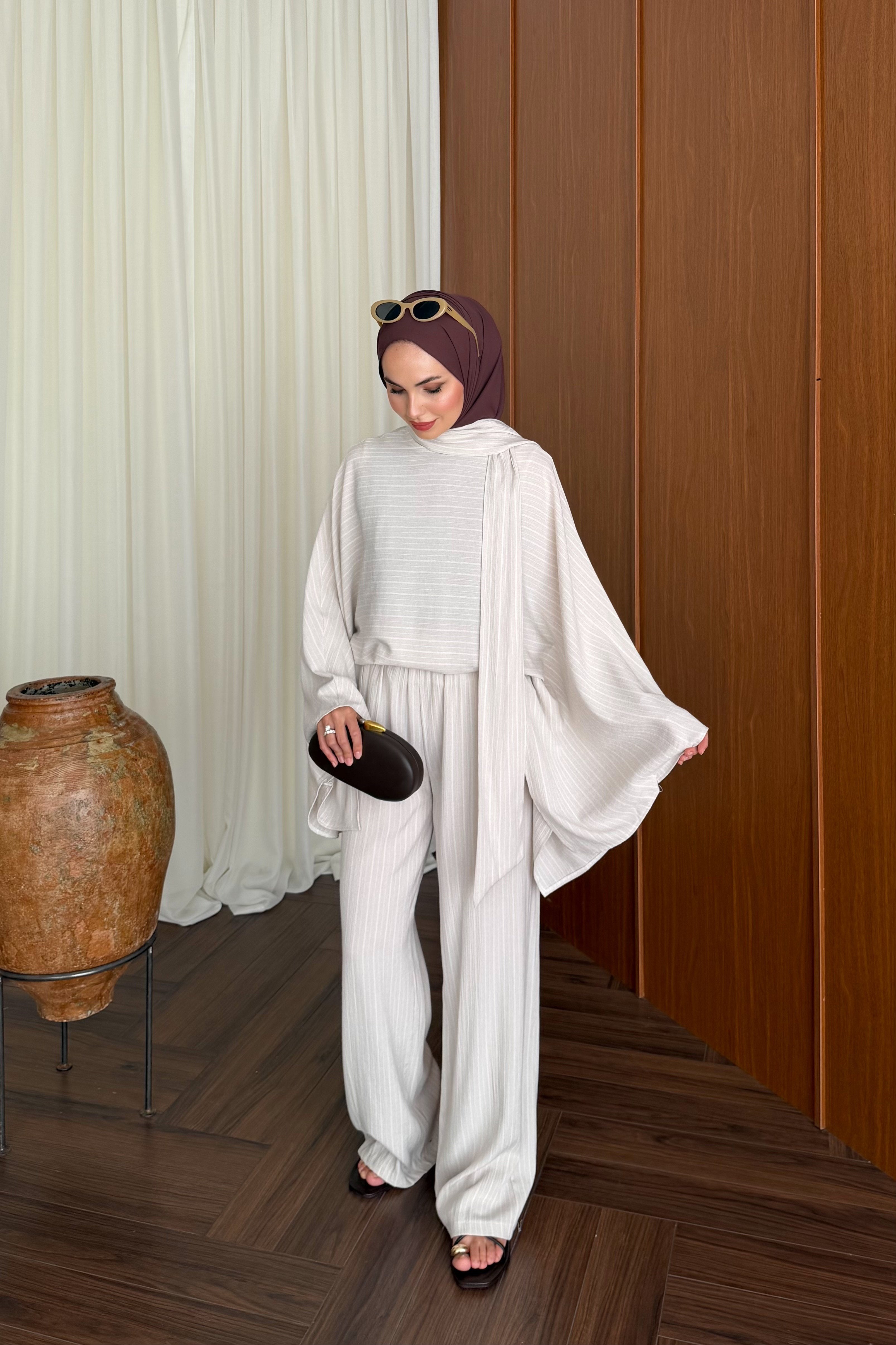 Relaxed Striped Top & Wide-Leg Trousers Set — TAŞ