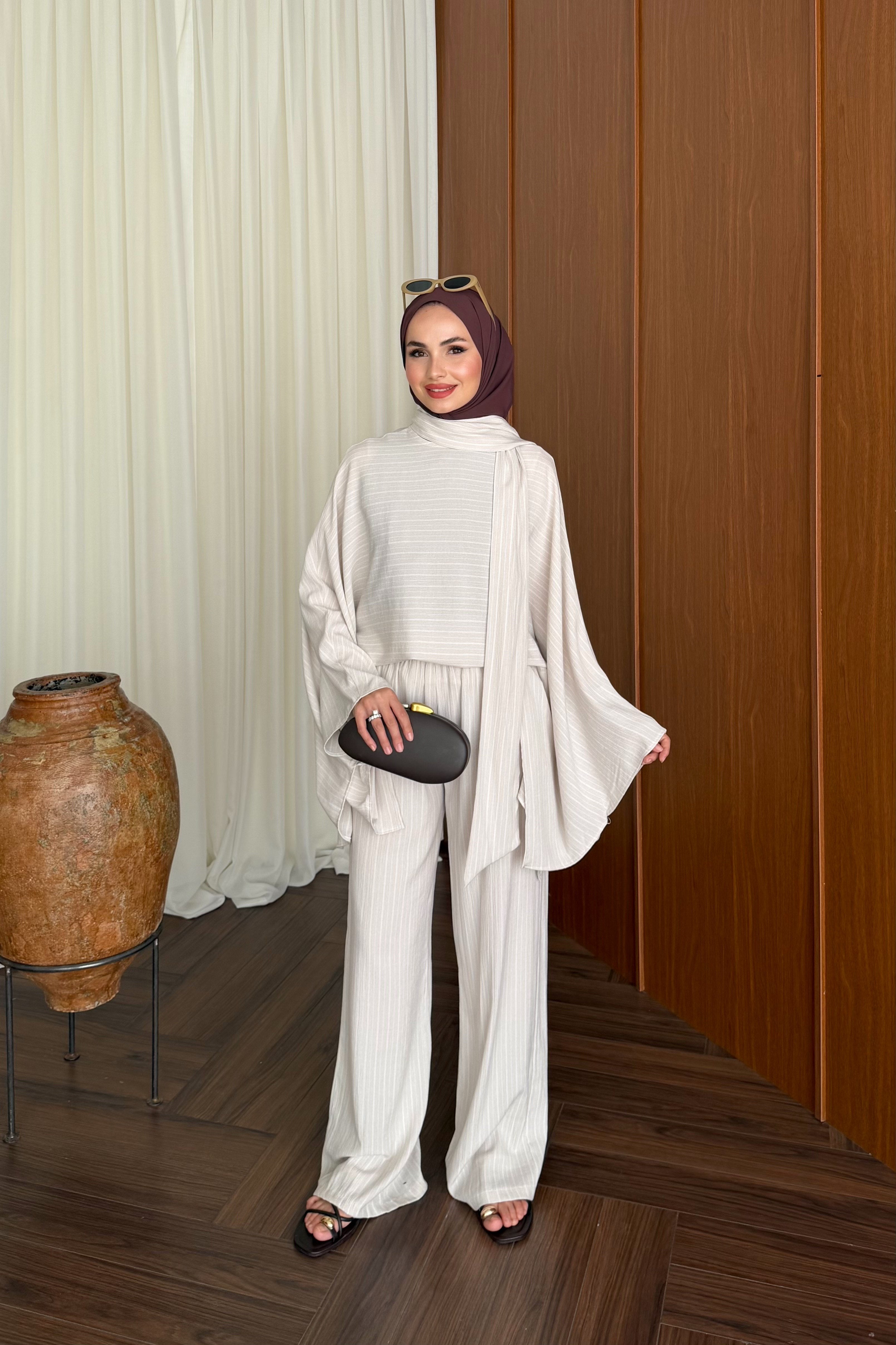 Relaxed Striped Top & Wide-Leg Trousers Set — TAŞ
