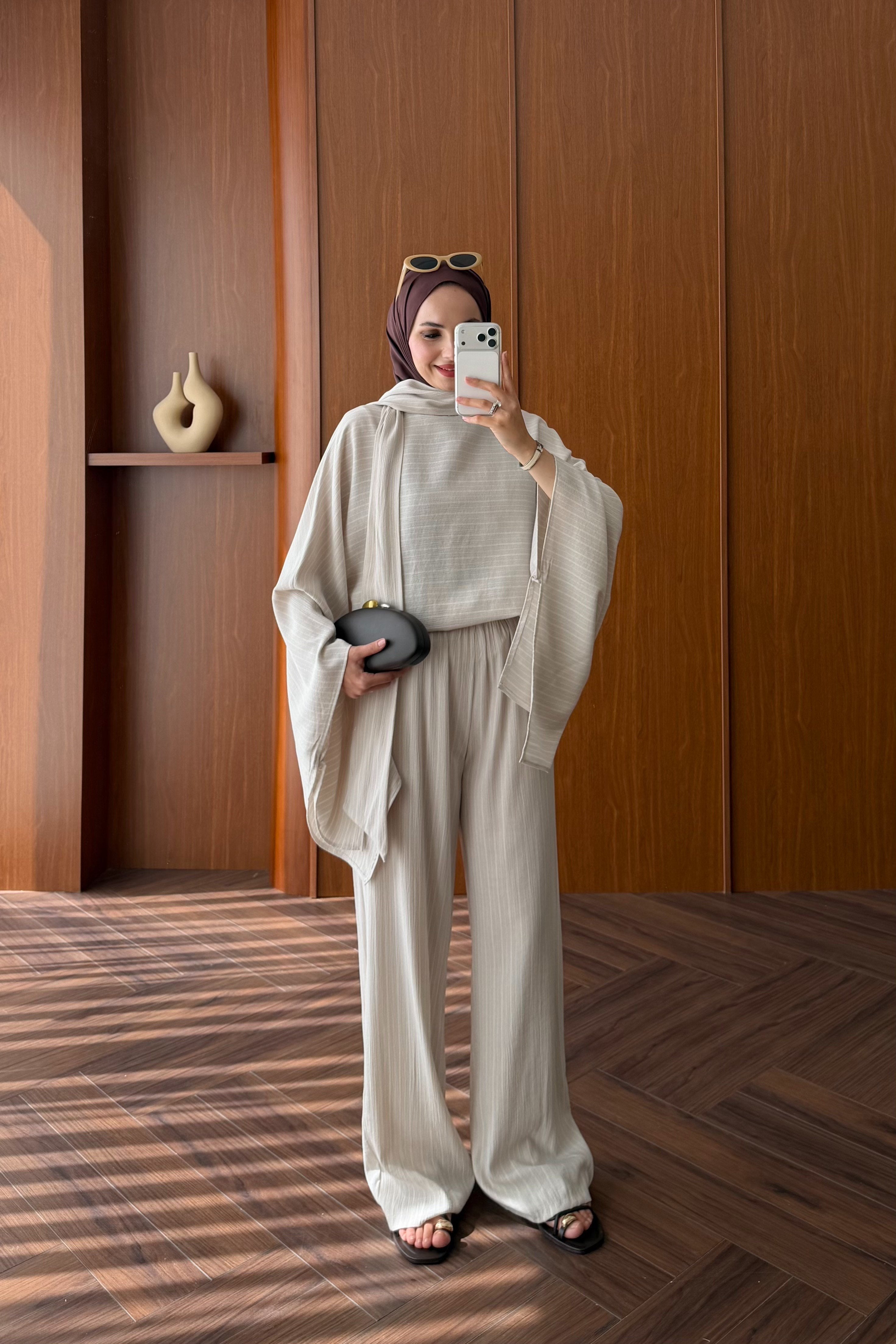 Relaxed Striped Top & Wide-Leg Trousers Set — TAŞ