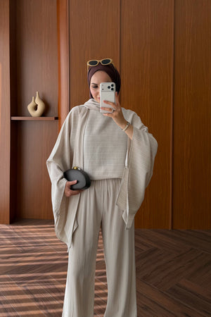 Relaxed Striped Top & Wide-Leg Trousers Set — TAŞ
