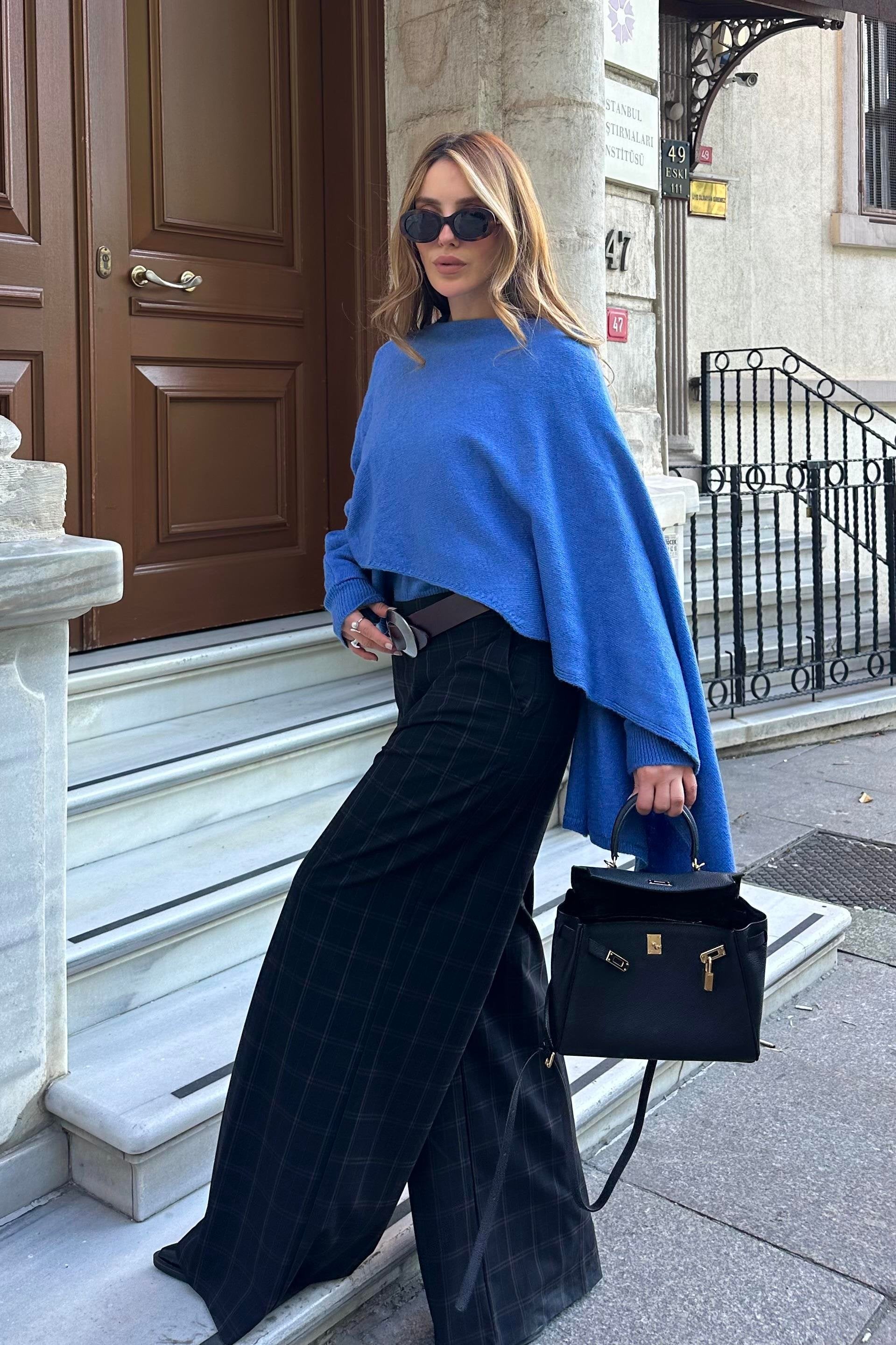 Knit Sweater with Integrated Scarf