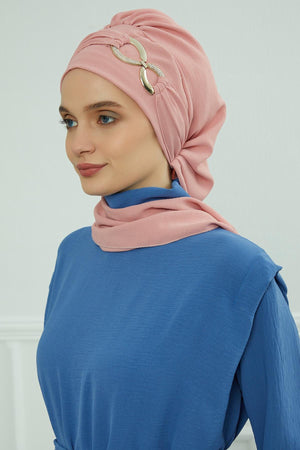 Pre-Styled Aerobin Turban with Elegant Metal Pin