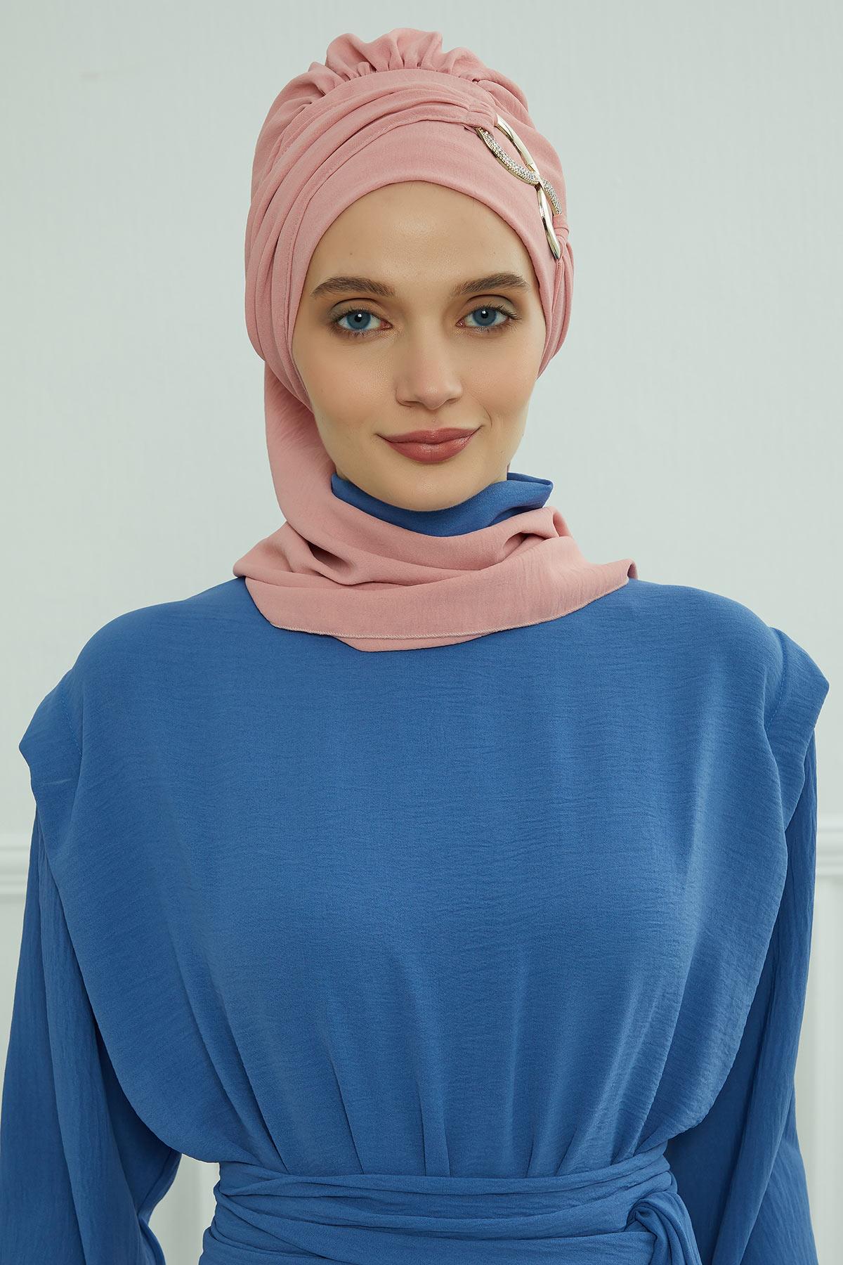 Pre-Styled Aerobin Turban with Elegant Metal Pin