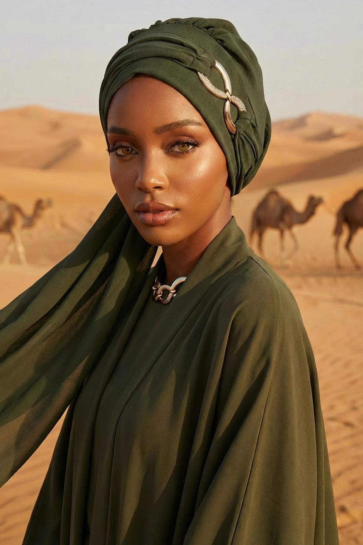 Pre-Styled Aerobin Turban with Elegant Metal Pin
