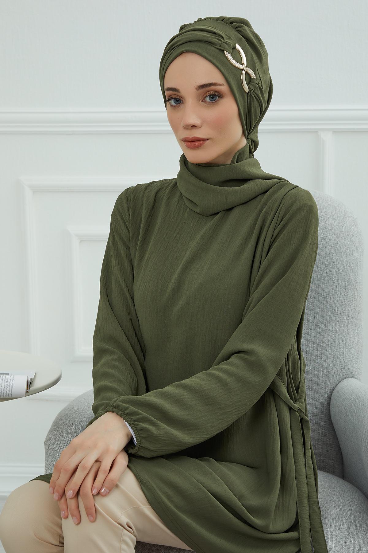 Pre-Styled Aerobin Turban with Elegant Metal Pin
