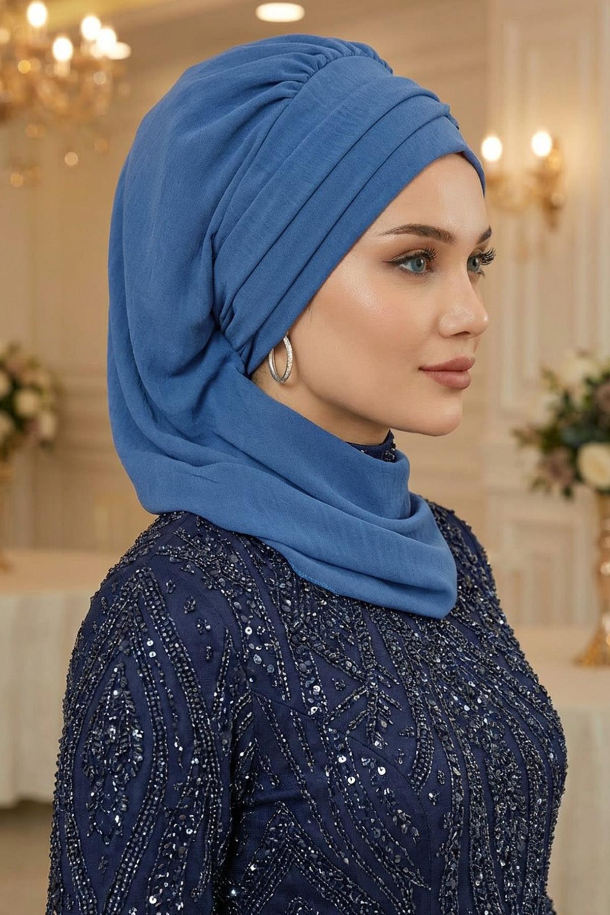 Pre-Styled Aerobin Turban with Elegant Metal Pin