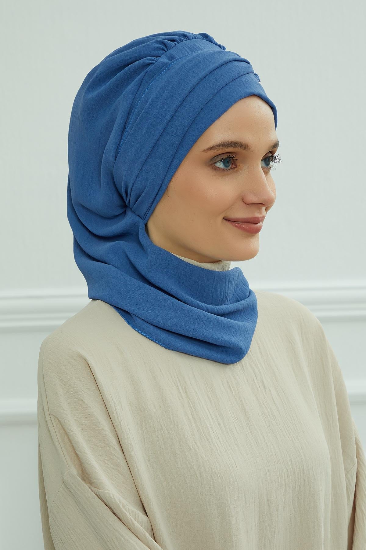 Pre-Styled Aerobin Turban with Elegant Metal Pin